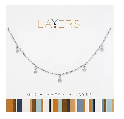 Silver Mini Stars Layers Necklace Lay-585S