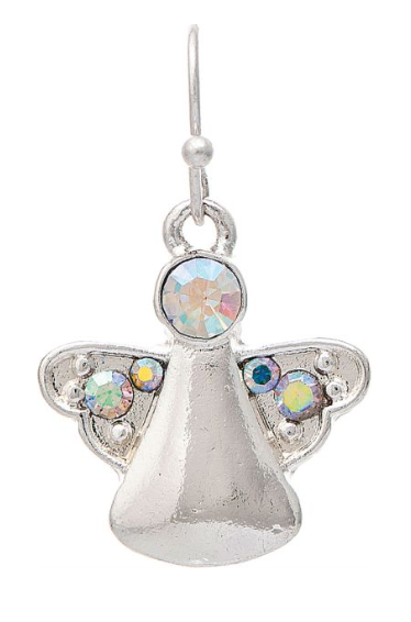 Silver Winged Angel Holiday Earring