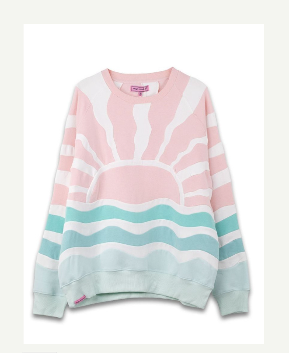 Simply Southern Sun Patch Crew Neck Sweatshirt Pink