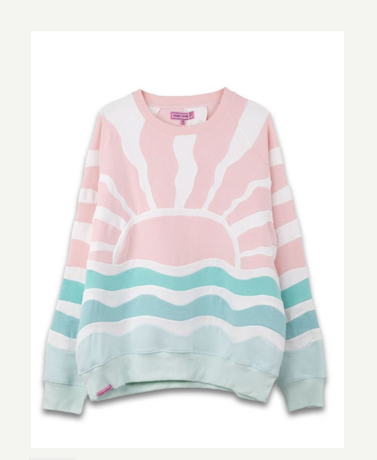 Simply Southern Sun Patch Crew Neck Sweatshirt Pink