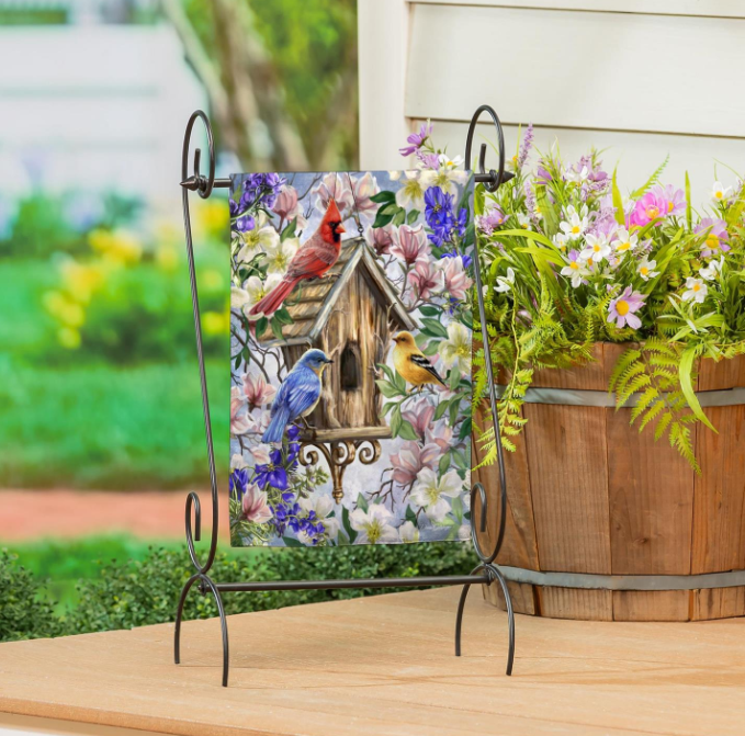 Spring Awakens Burlap Garden Flag