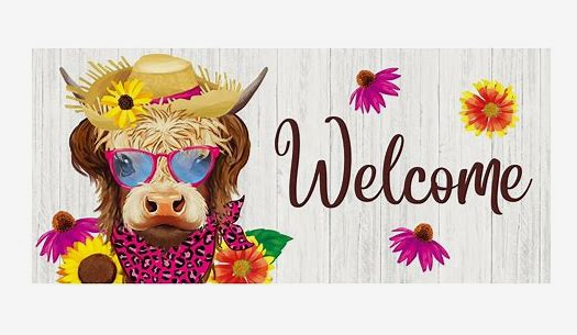 Summer Highland Cow Sassafras Mat