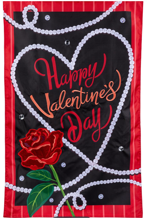 Valentine's Day Pearls Applique Flag