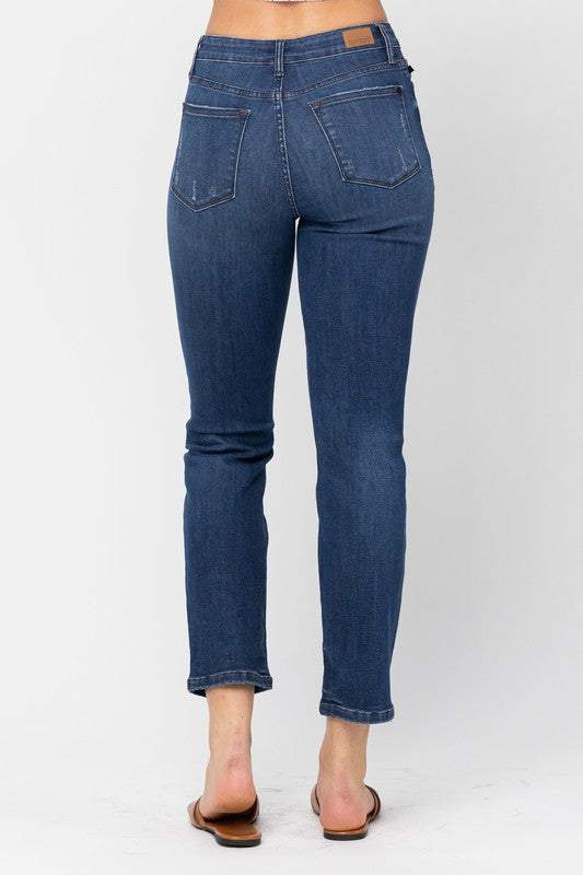 JUDY BLUE HIGH WAISTED ZIG ZAG BUTTON FLY & DESTROY JEANS