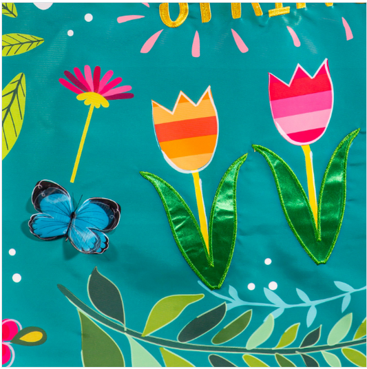 Welcome Spring Bunny Applique Flag