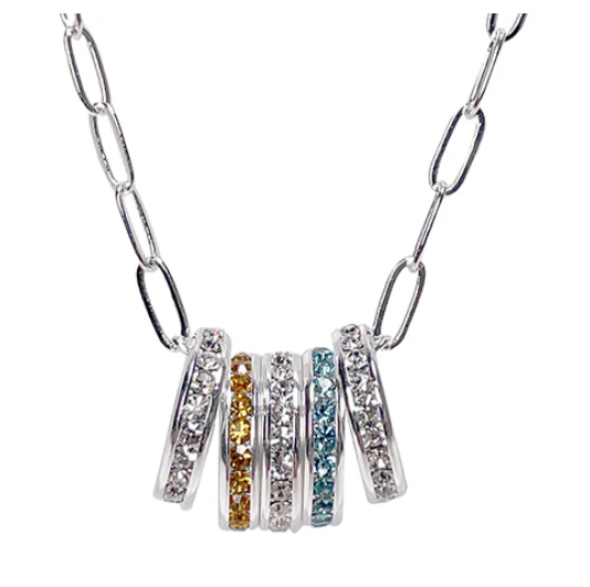 Birthstone Charm Paperclip Necklace (Choose your Chain)