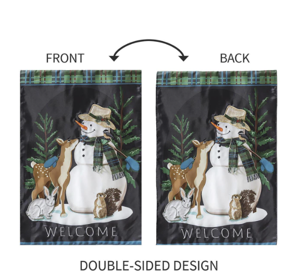 Woodland Snowman and Friends Applique Flag