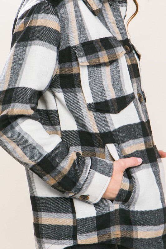Wool Blend Plaid Button Up Shacket !