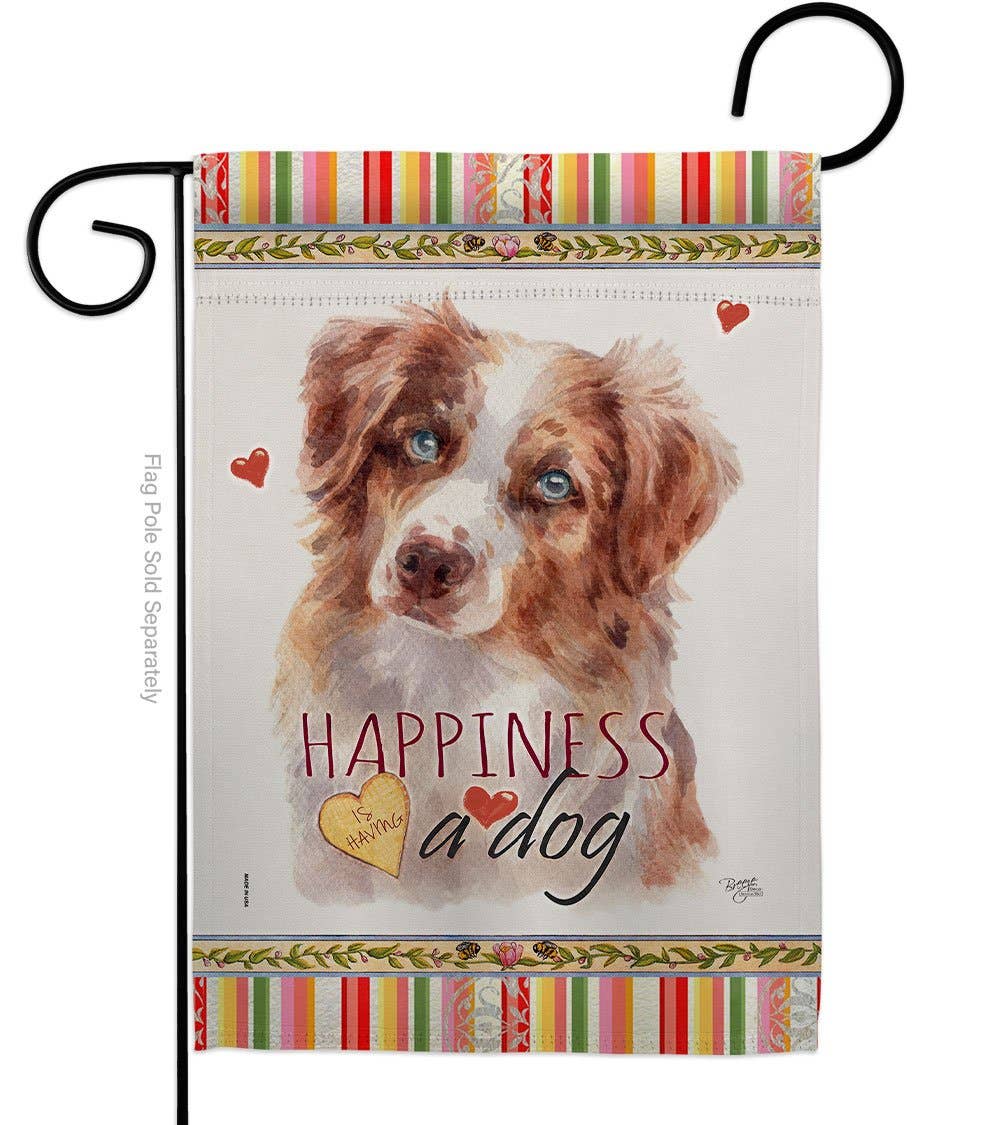 Red Australian Shepherd Happiness Animals Dog Decor Flag