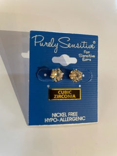 Purely Sensitive Round Cubic Zirconia Earrings PIERCED