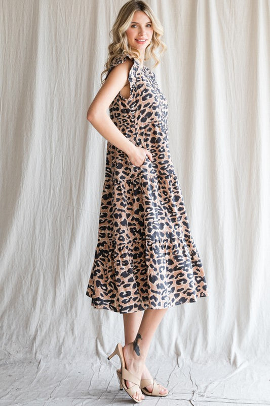 Leopard Print Tiered Layer Dress