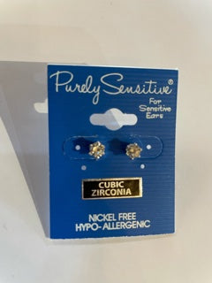 Purely Sensitive Round Cubic Zirconia Earrings PIERCED