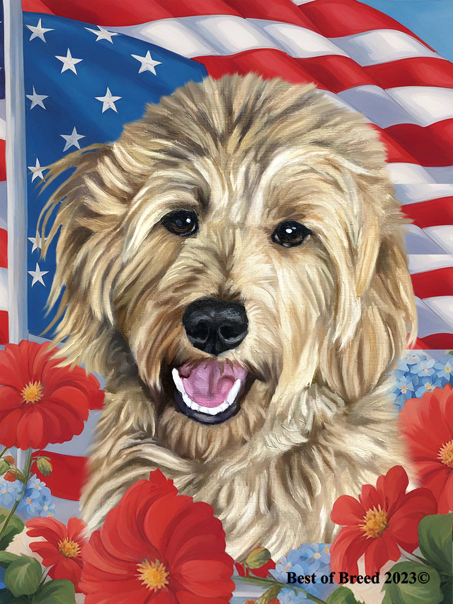 Best of Breed Products - Goldendoodle Blonde -  All-American I Garden Flag