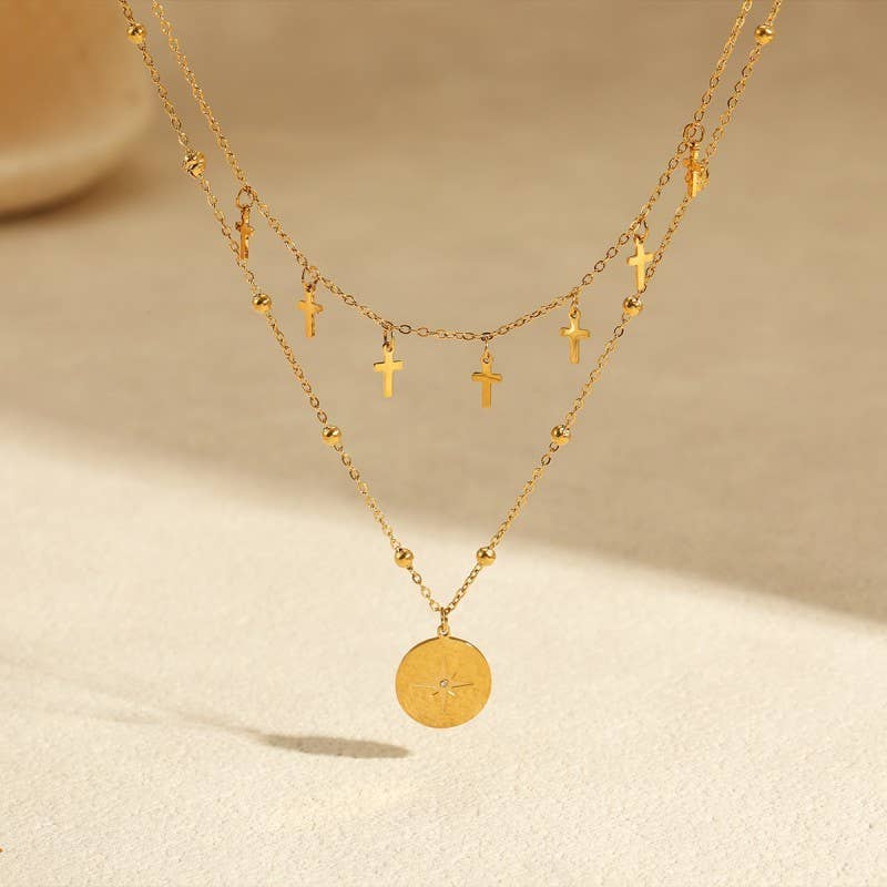 18K STAINLESS STEEL TARNISH FREE CROSS NECKLACE