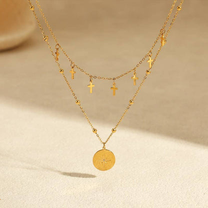 18K STAINLESS STEEL TARNISH FREE CROSS NECKLACE