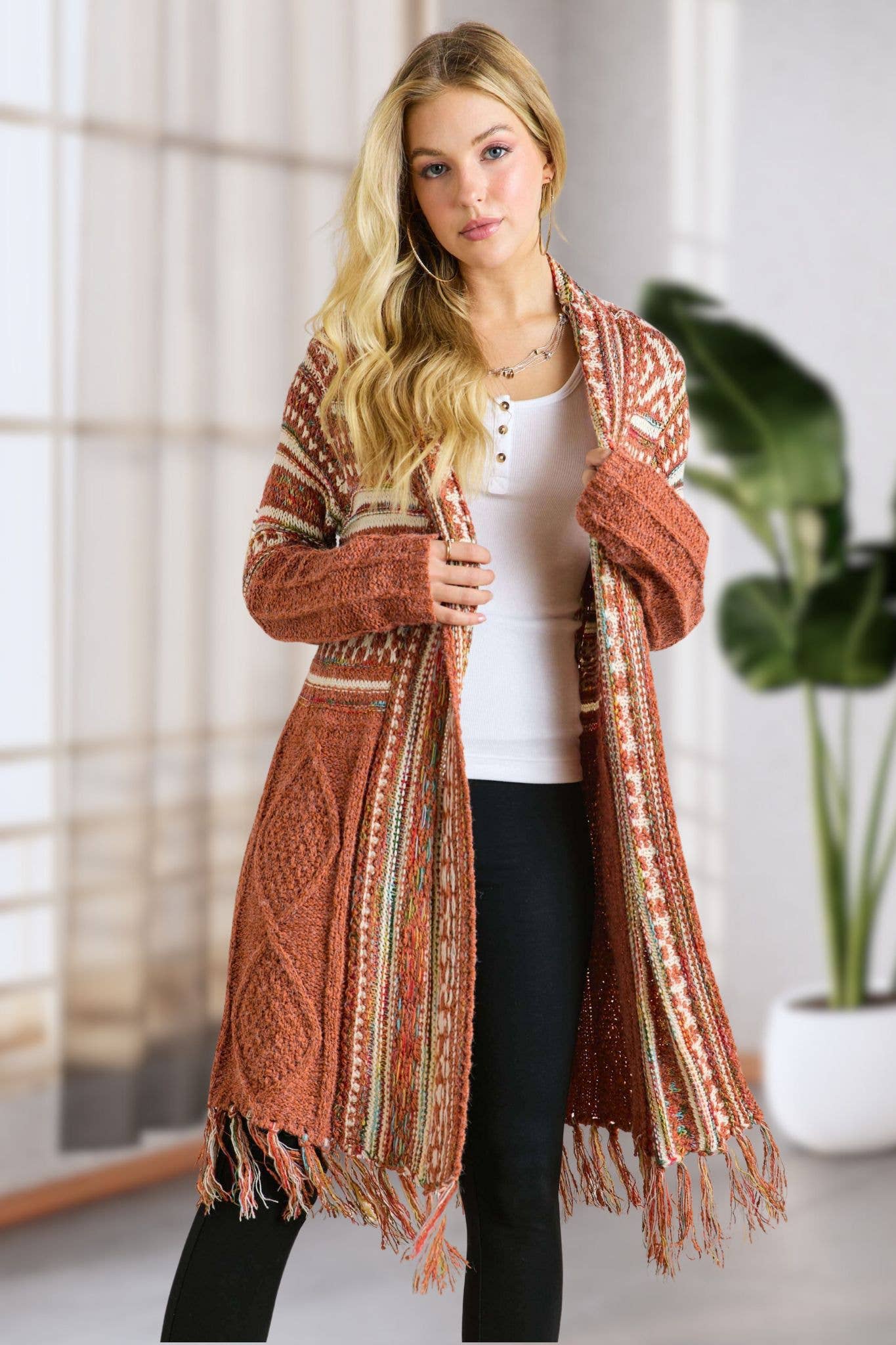 Maya FRINGE HEM AZTEC CARDIGAN