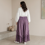 Young Threads - Boho Smocked Mineral Wash Lace Tiered Ruffle Pants NEW
