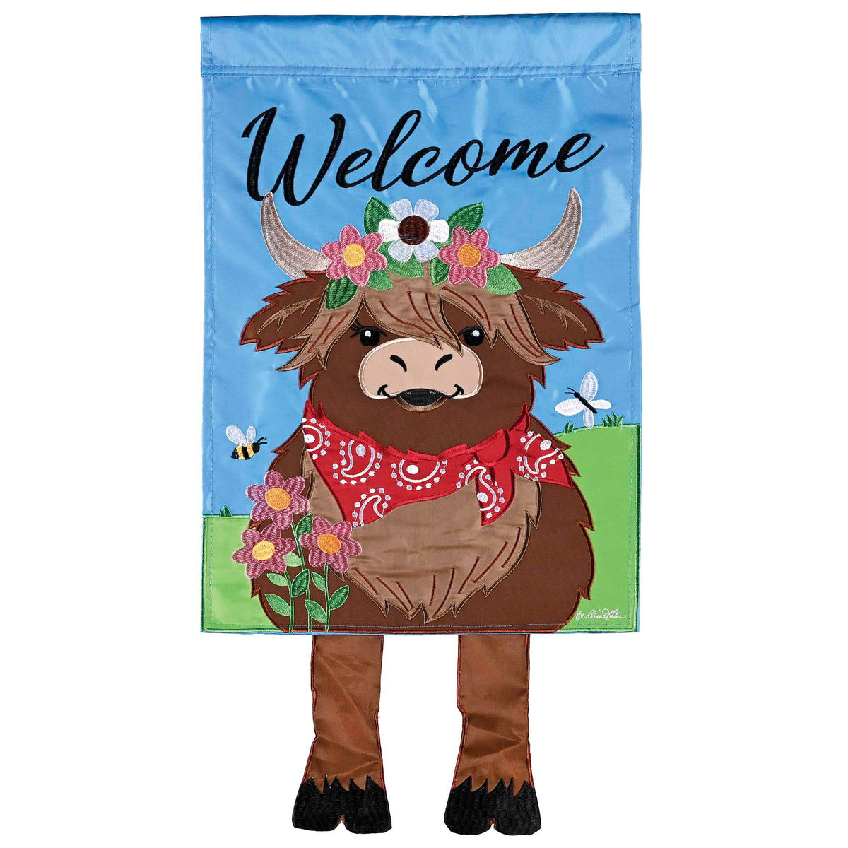 Magnolia - Large Crazy Leg Welcome Highland Cow