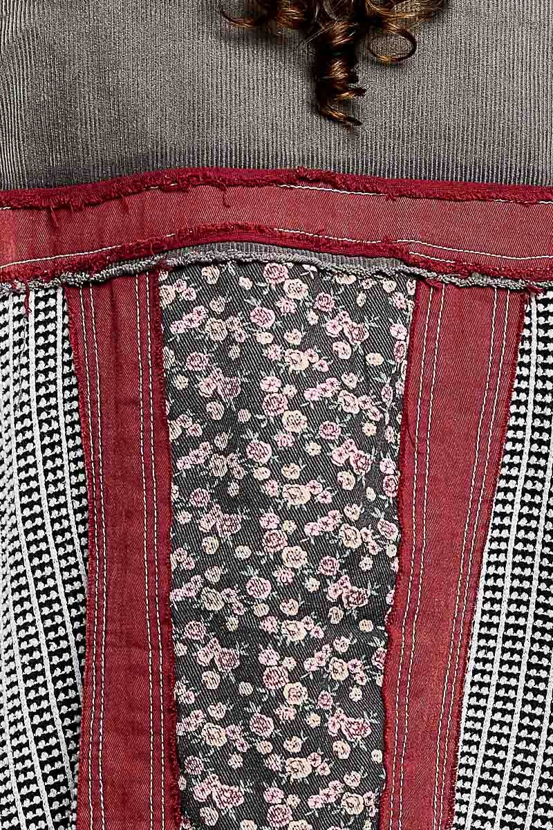 Pamela Vintage Patchwork Floral Geometric Neutral Cropped Jacket-Pol Clothing
