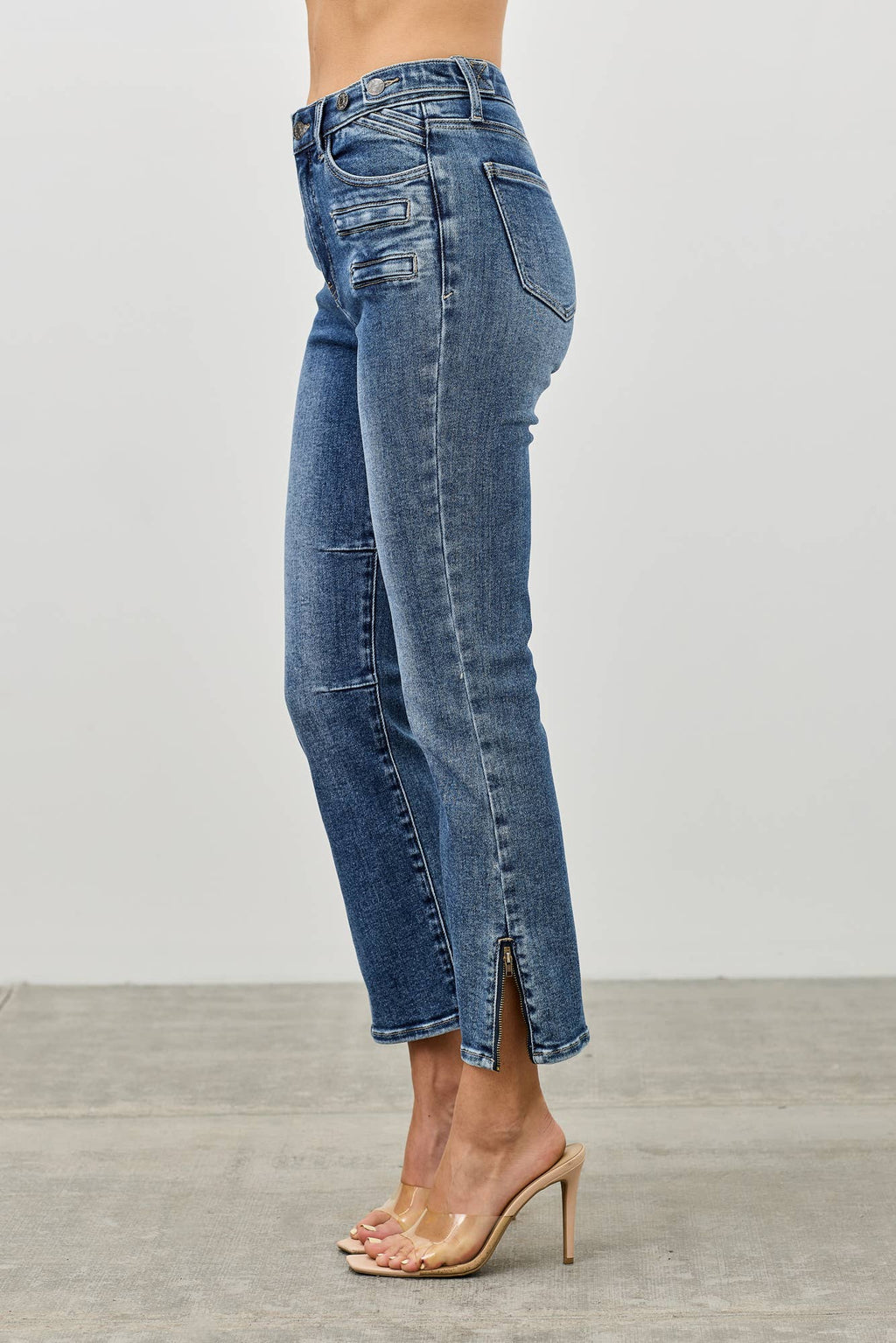 SAIGE DENIM MID RISE SKINNY CROP