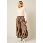 FLORAL PRINT PLEATED BALLOON LEG PARACHUTE PANTS