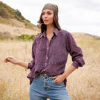 Young Threads - Vintage Washed Lace Patchwork Long Sleeve Shacket NEW