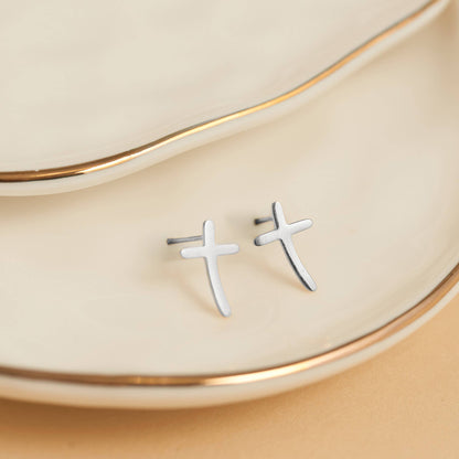 Howard's - Waterproof Earrings Cross Studs in Gold & Stainless Steel