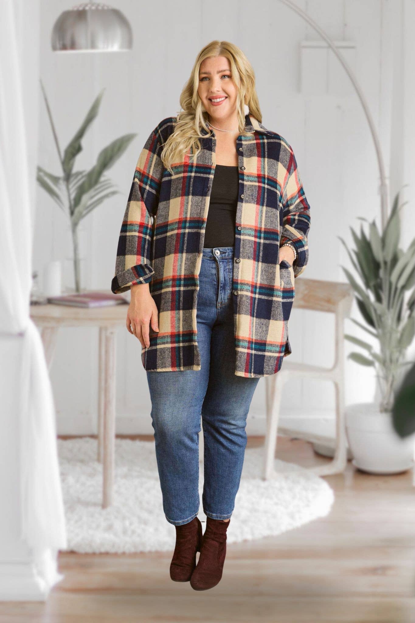 Pretty PLUS CHECK SHIRTJACKET LONG SLEEVE