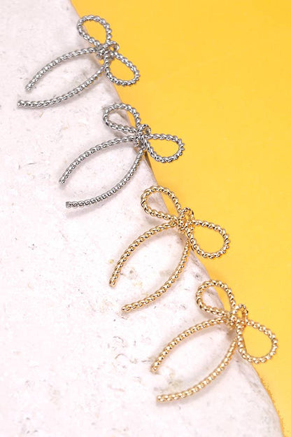 ROPE BOW DESIGN STUD EARRINGS |
