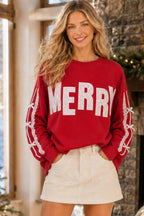 Main Strip - Merry Eyelet Lace Bow Sleeve Sweatshirt