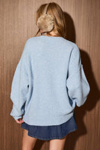 Snowman Embroidered Oversized Crew Neck Sweater