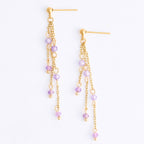 Howard's - Waterproof Earrings Amethyst Drop Narelle Gold Beaded Chain