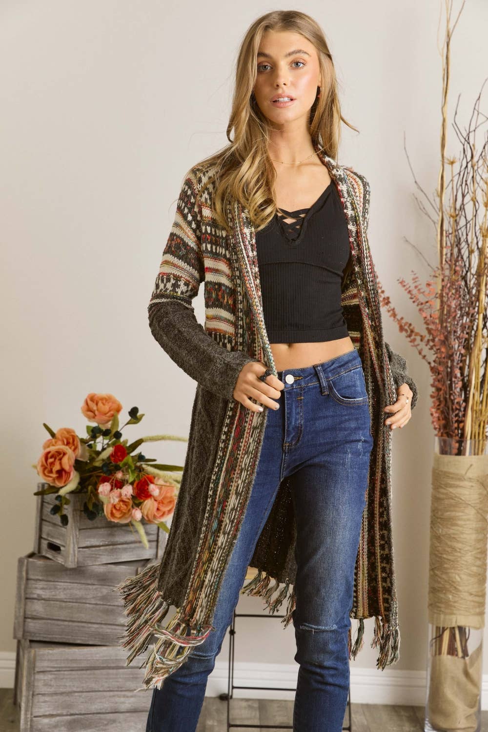 Maya FRINGE HEM AZTEC CARDIGAN
