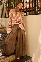 FLORAL PRINT PLEATED BALLOON LEG PARACHUTE PANTS