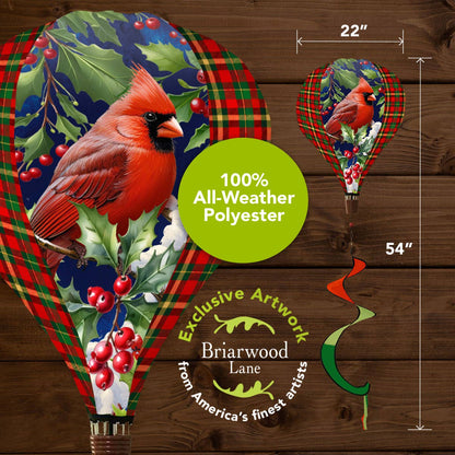 Briarwood Lane - Cardinal and Holly Hot Air Balloon Spinner