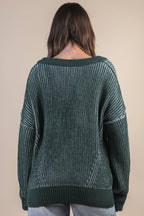 Oversized Two Tone Knit Casual Sweater Top