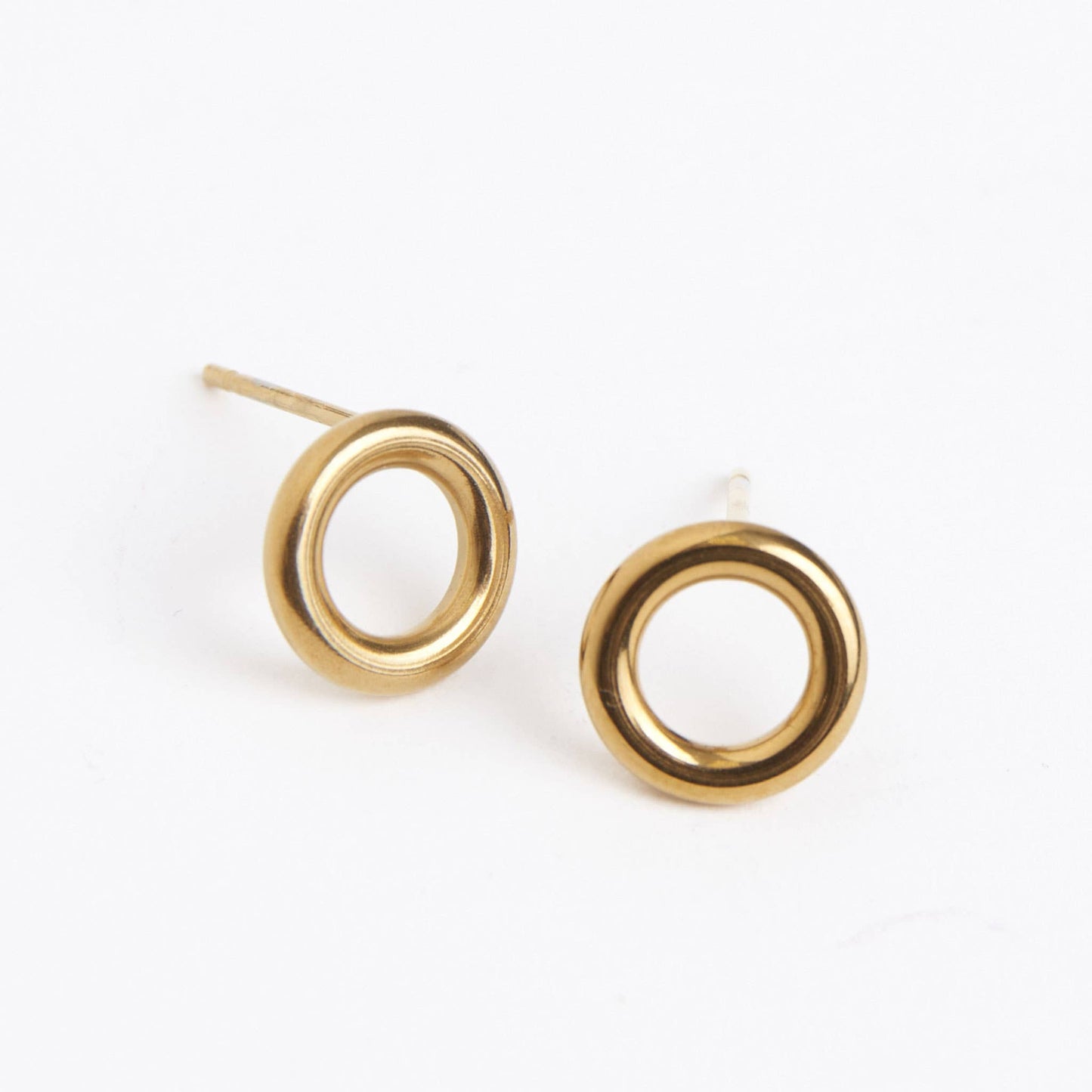 Howard's - Waterproof Earrings Circle Studs Stainless Steel & Gold