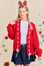 Festive Holiday Cable Knit Cardigan