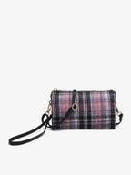 Jen & Co. - M013PLD Riley Plaid Monogrammable 3 Compartment Crossbody/Wristlet