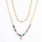 Howard's - Waterproof Necklace 15" Layered Station Lapis Beaded Narelle