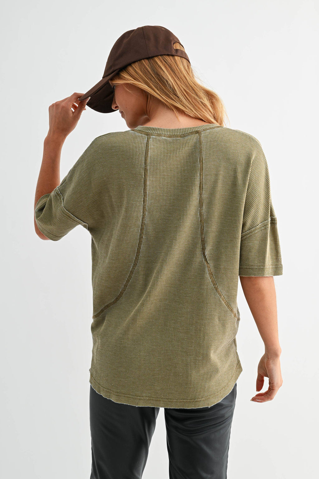 Cotton Blend Mineral Wash Waffle Short Sleeve Tee