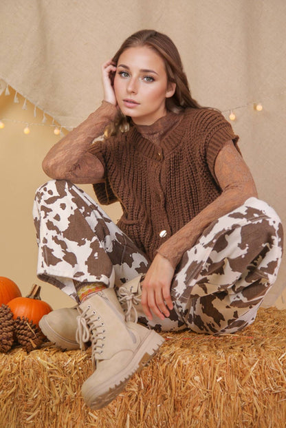 Oversized Button Down Knit Sweater Top