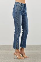 SAIGE DENIM MID RISE SKINNY CROP