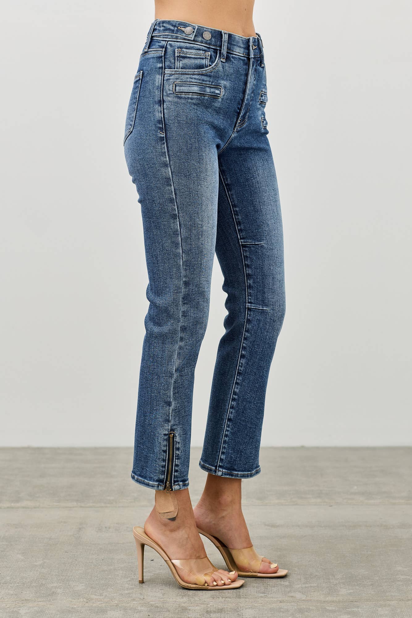 SAIGE DENIM MID RISE SKINNY CROP