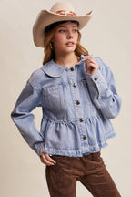 Listicle - Peplum Hem Denim Jacket