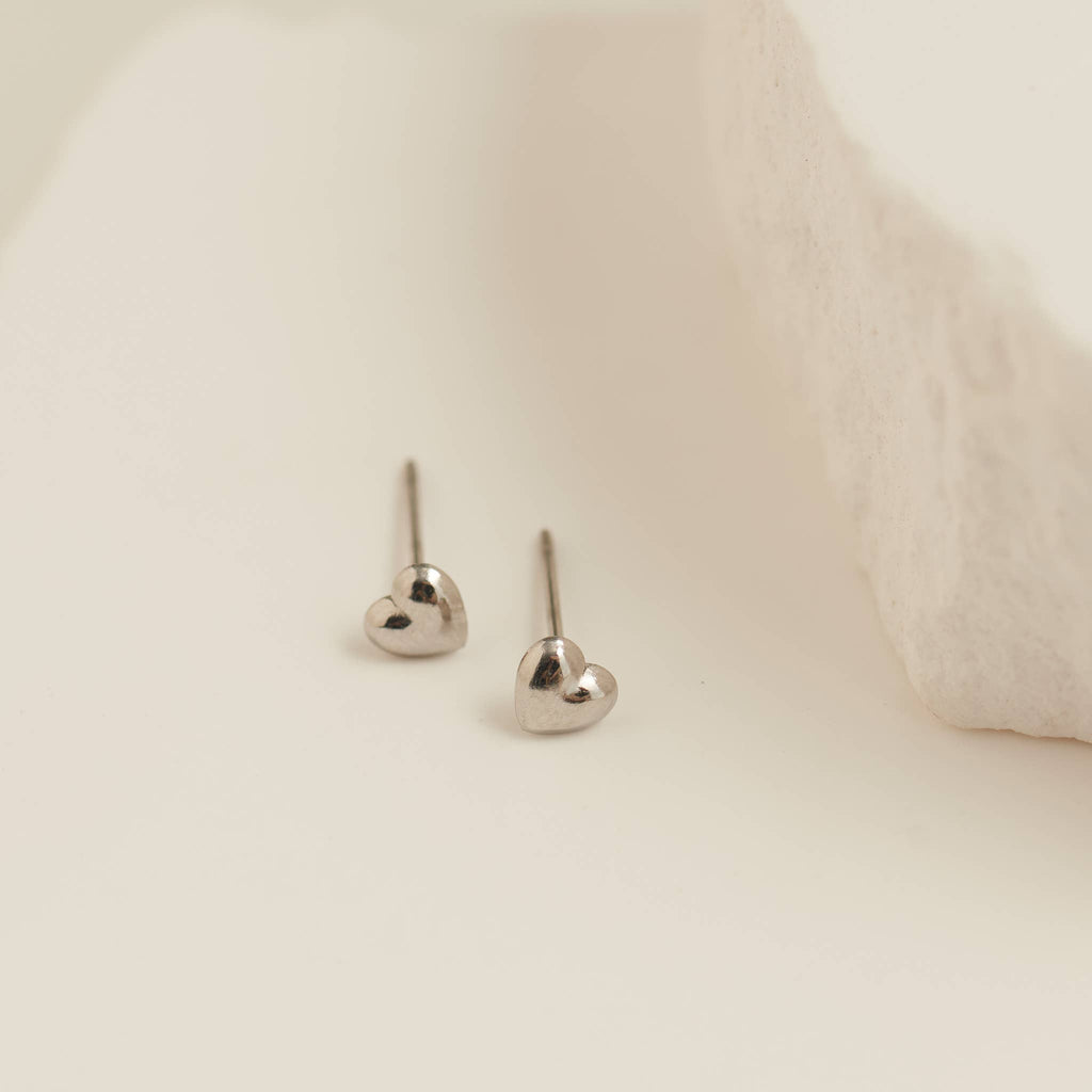 Howard's - Waterproof Earrings Puffy Heart Studs in Gold & Steel
