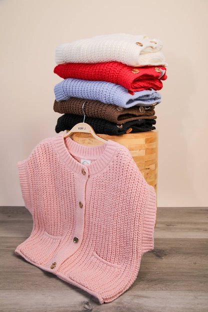 Oversized Button Down Knit Sweater Top