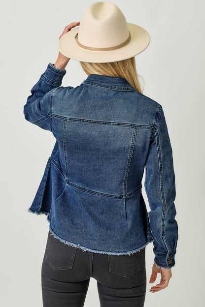 Alex Washed Denim Peplum Jacket