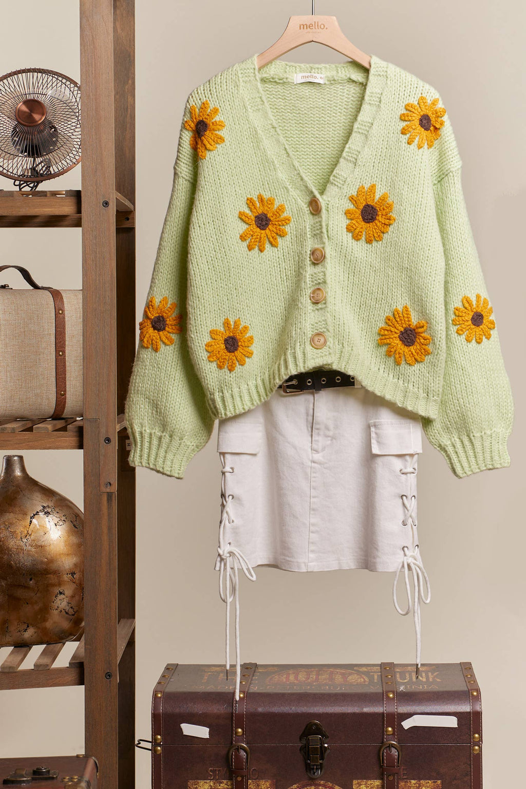 Mello. - Sunflower Embroidered V Neck Cardigan
