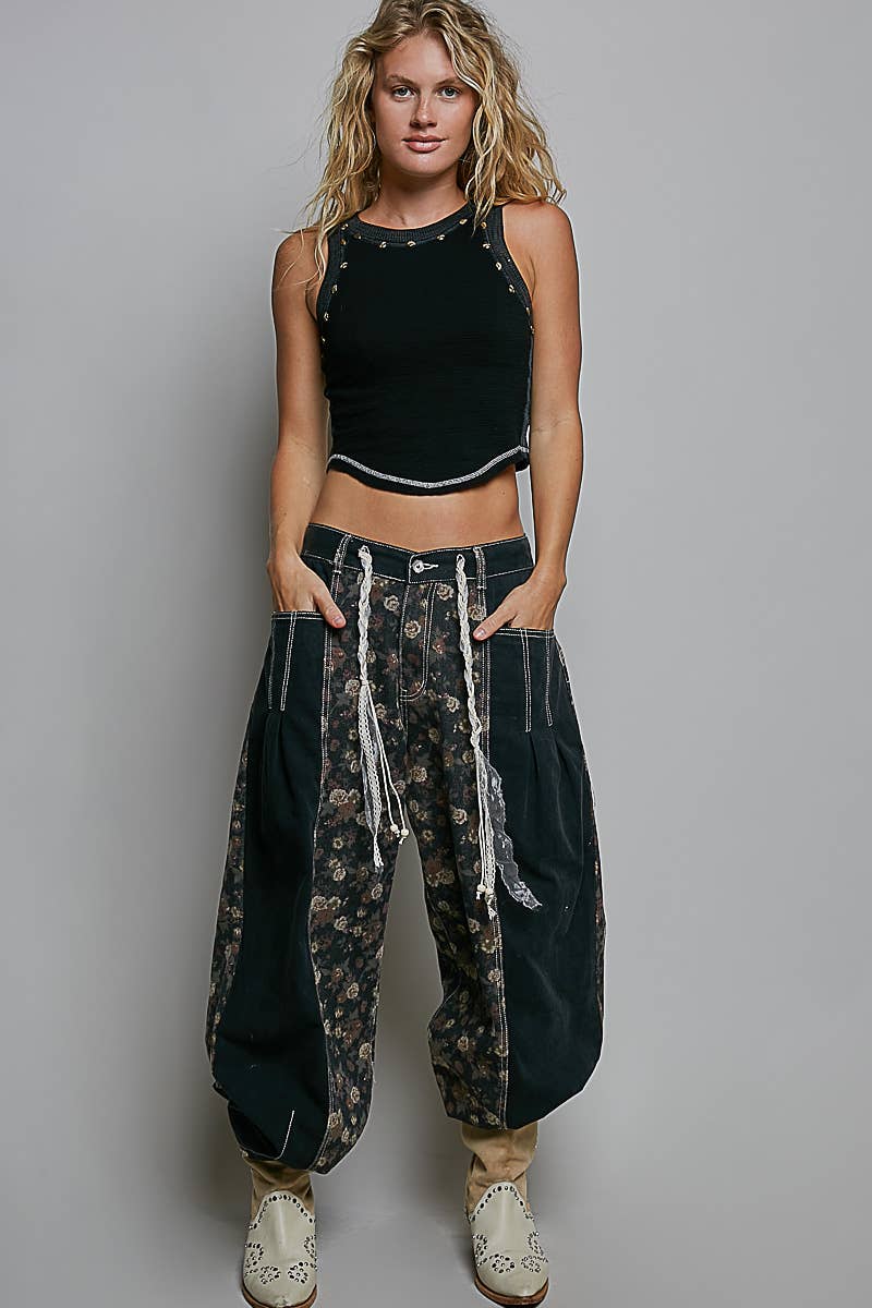 Pol Clothing - Relaxed Tapered Woven Drawstring Lightweight Waistband Pants